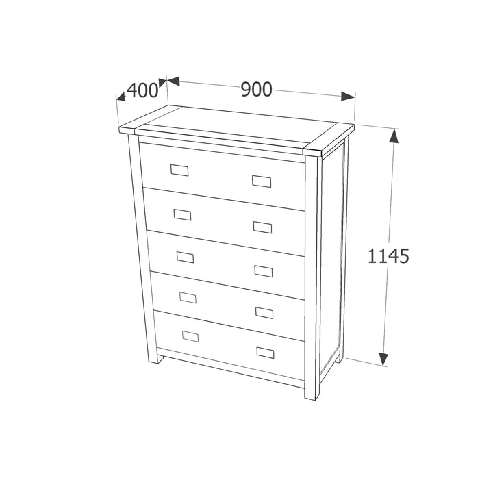 Dunkeld 5 Drawer Chest Midnight Blue Antique Oak Effect Wax (DHD) Image 4