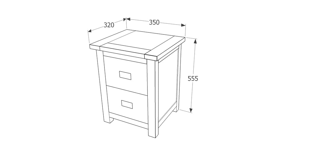 Boston 2 Drawer Petite Bedside Cabinet Dark Brown  (DHD) Image 6