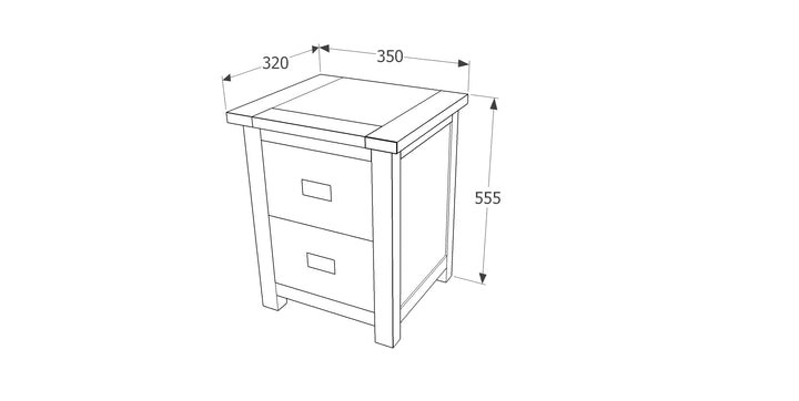 Boston 2 Drawer Petite Bedside Cabinet Dark Brown  (DHD) Image 6