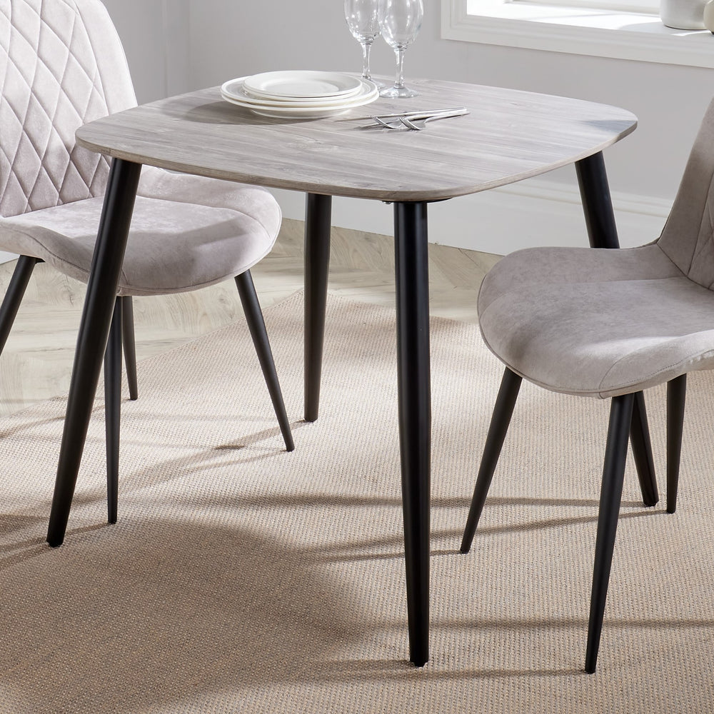 Aspen Square Dining Table, Grey Oak Effect With Black Tapered Legs  Grey Oak Black (DHD) Image 2