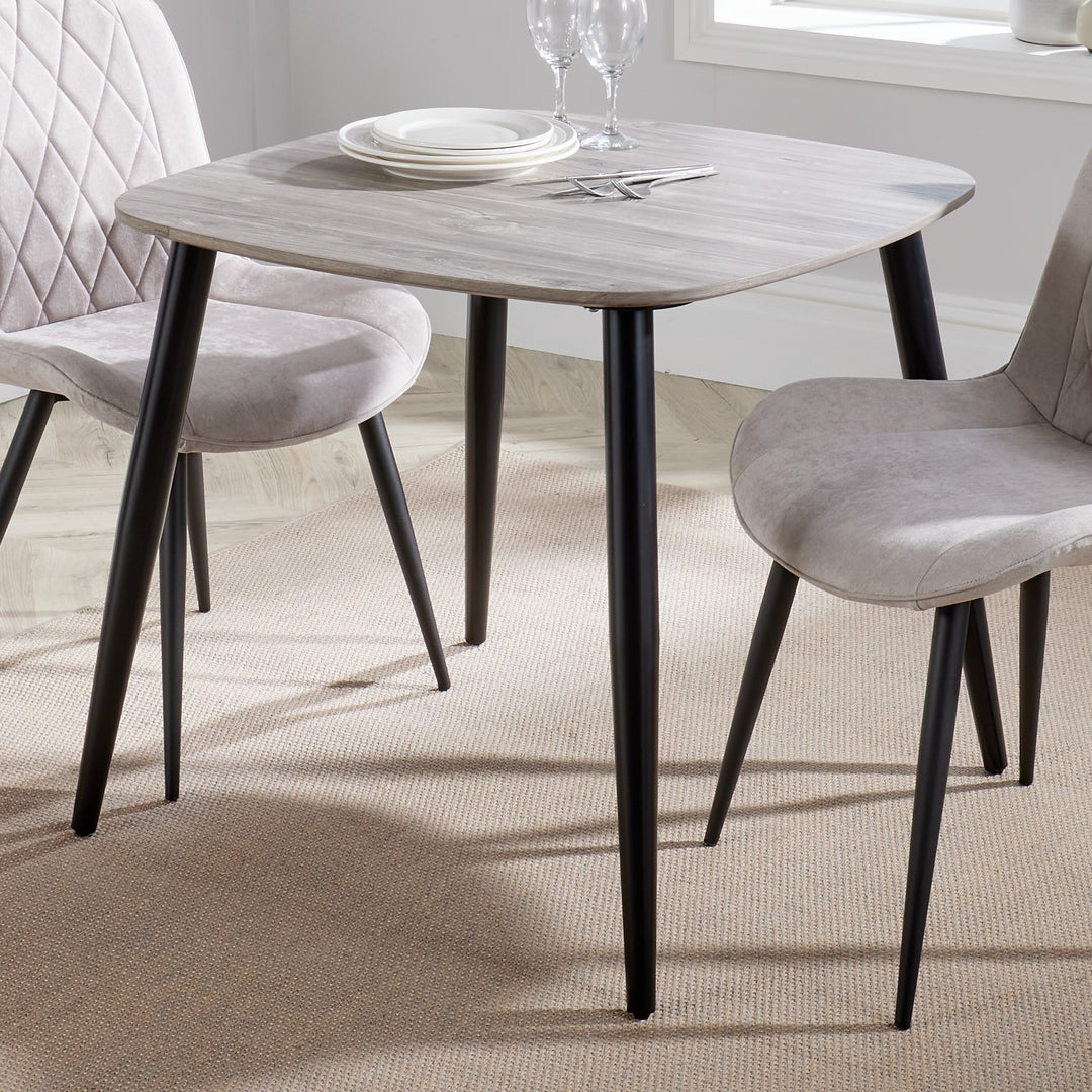 Aspen Square Dining Table, Grey Oak Effect With Black Tapered Legs  Grey Oak Black (DHD) Image 2
