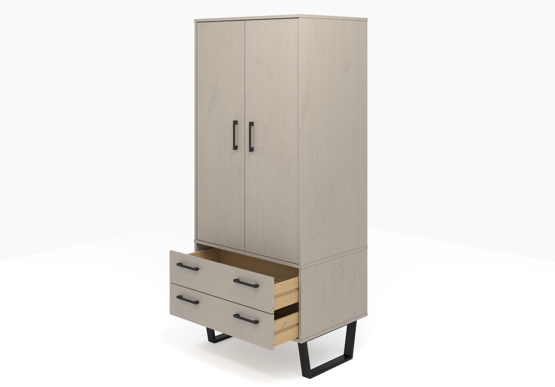 Texas 2 Door, 2 Drawer Wardrobe Grey Waxed Pine Black (DHD) Image 4
