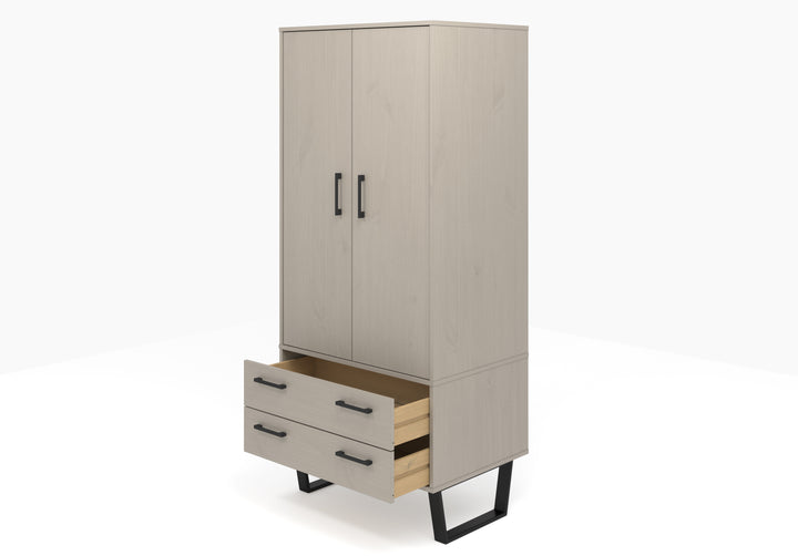 Texas 2 Door, 2 Drawer Wardrobe Grey Waxed Pine Black (DHD) Image 4