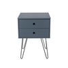 Options Blue Telford, Metal Leg 2 Drawer Bedside Cabinet Blue Black (DHD) Image 2
