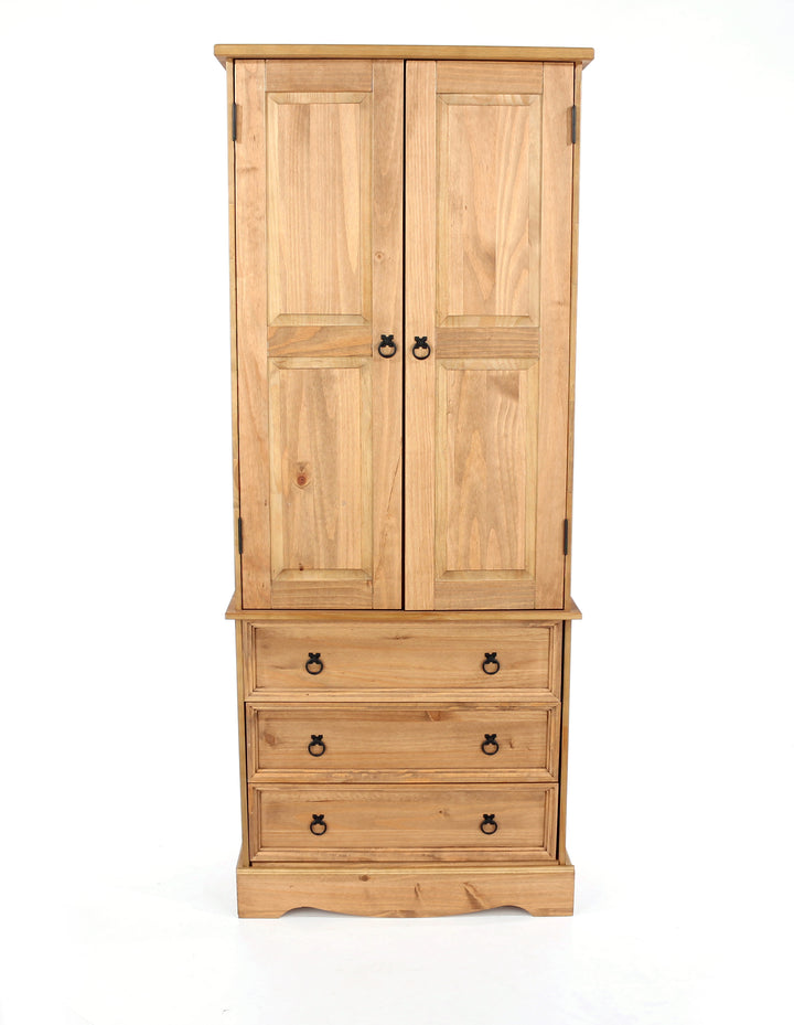 Corona 2 Door, 3 Drawer Wardrobe Antique Waxed Pine  (DHD) Image 2
