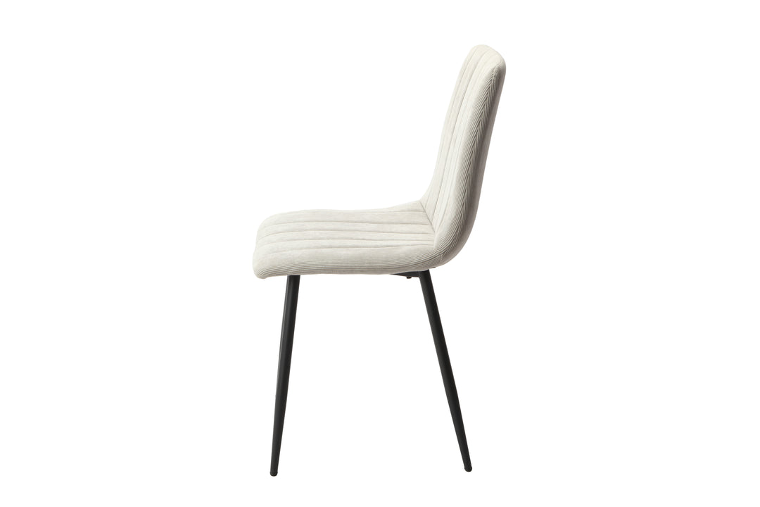 Aspen Straight Stitch Lt Grey Cord Dining Chair, Black Tapered Legs (Pair) Light Grey Black (DHD) Image 3