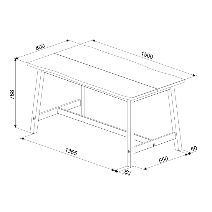 Corona Black Live Edge Large Dining Table Black Antique Waxed Pine (DHD) Image 4