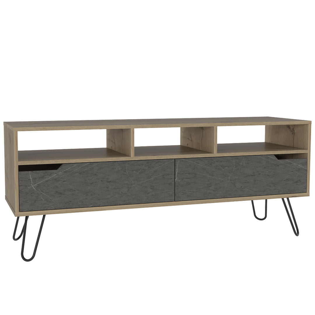 Manhattan Wide Screen Tv Rack Bleached Pine Grey Stone (DHD) Image 1