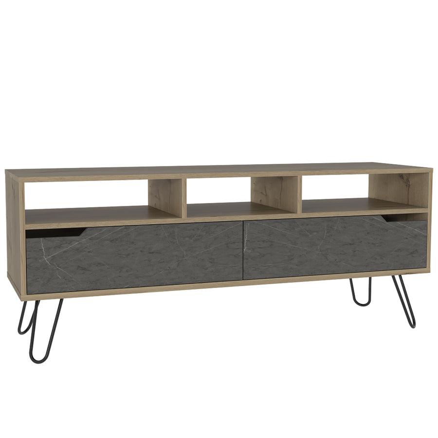 Manhattan Wide Screen Tv Rack Bleached Pine Grey Stone (DHD) Image 1