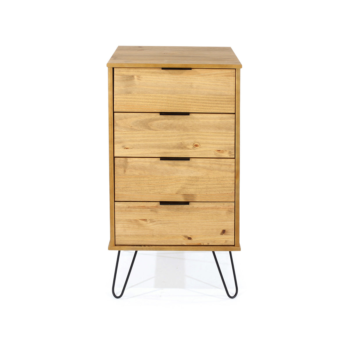 Augusta Pine 4 Drawer Narrow Chest Of Drawers Antique Waxed Pine Black (DHD) Image 2