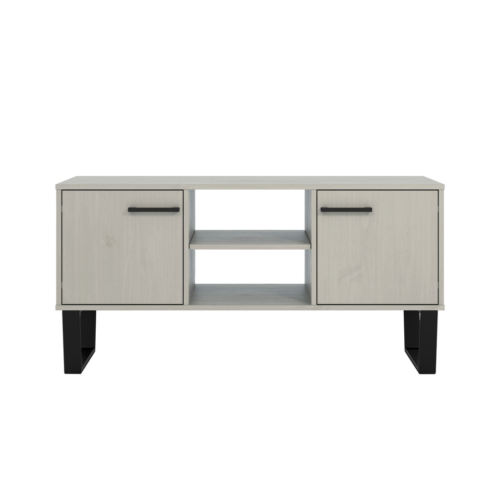 Texas 2 Door Flat Screen Tv Unit Grey Waxed Pine Black (DHD) Image 2