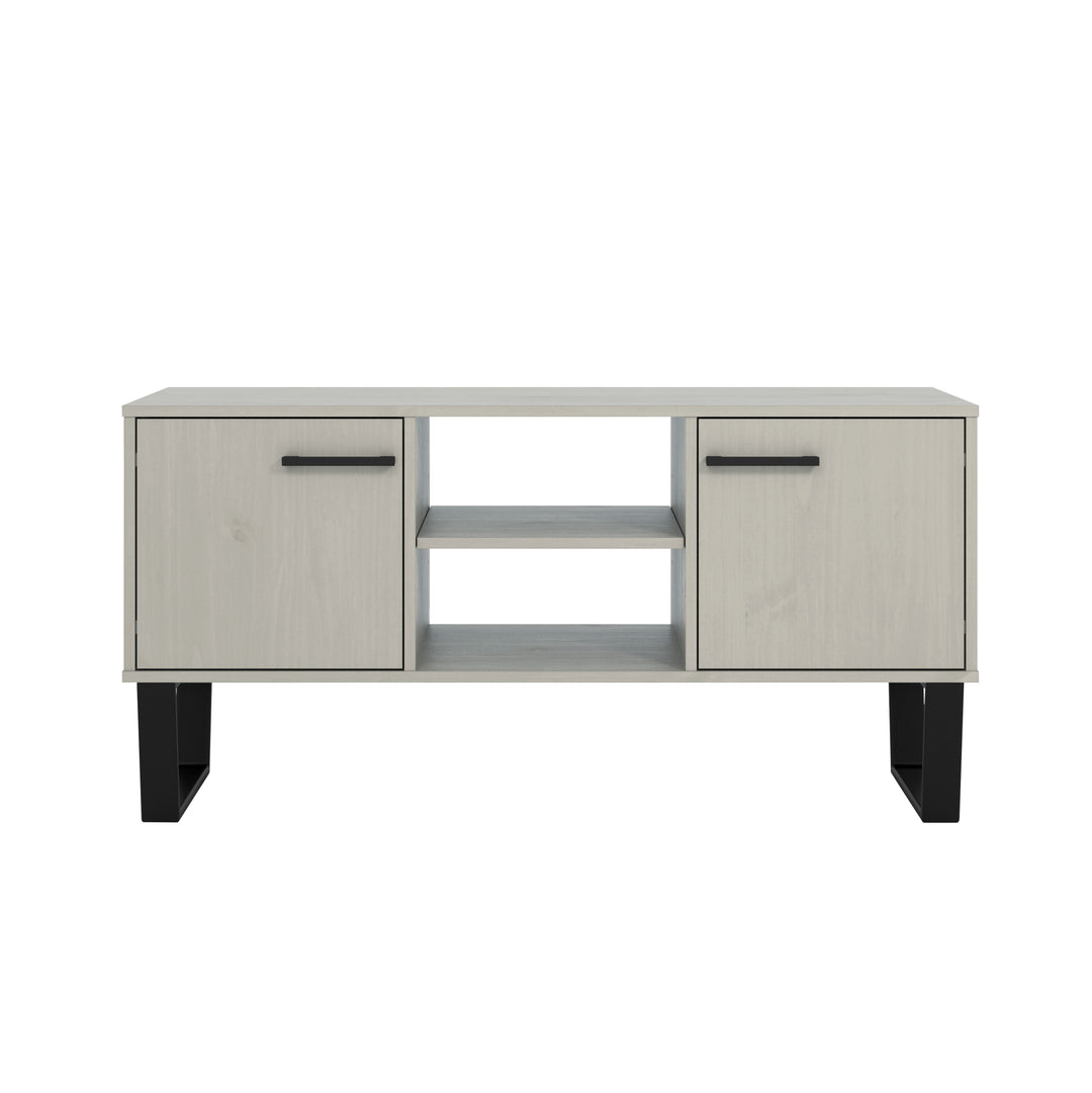 Texas 2 Door Flat Screen Tv Unit Grey Waxed Pine Black (DHD) Image 2
