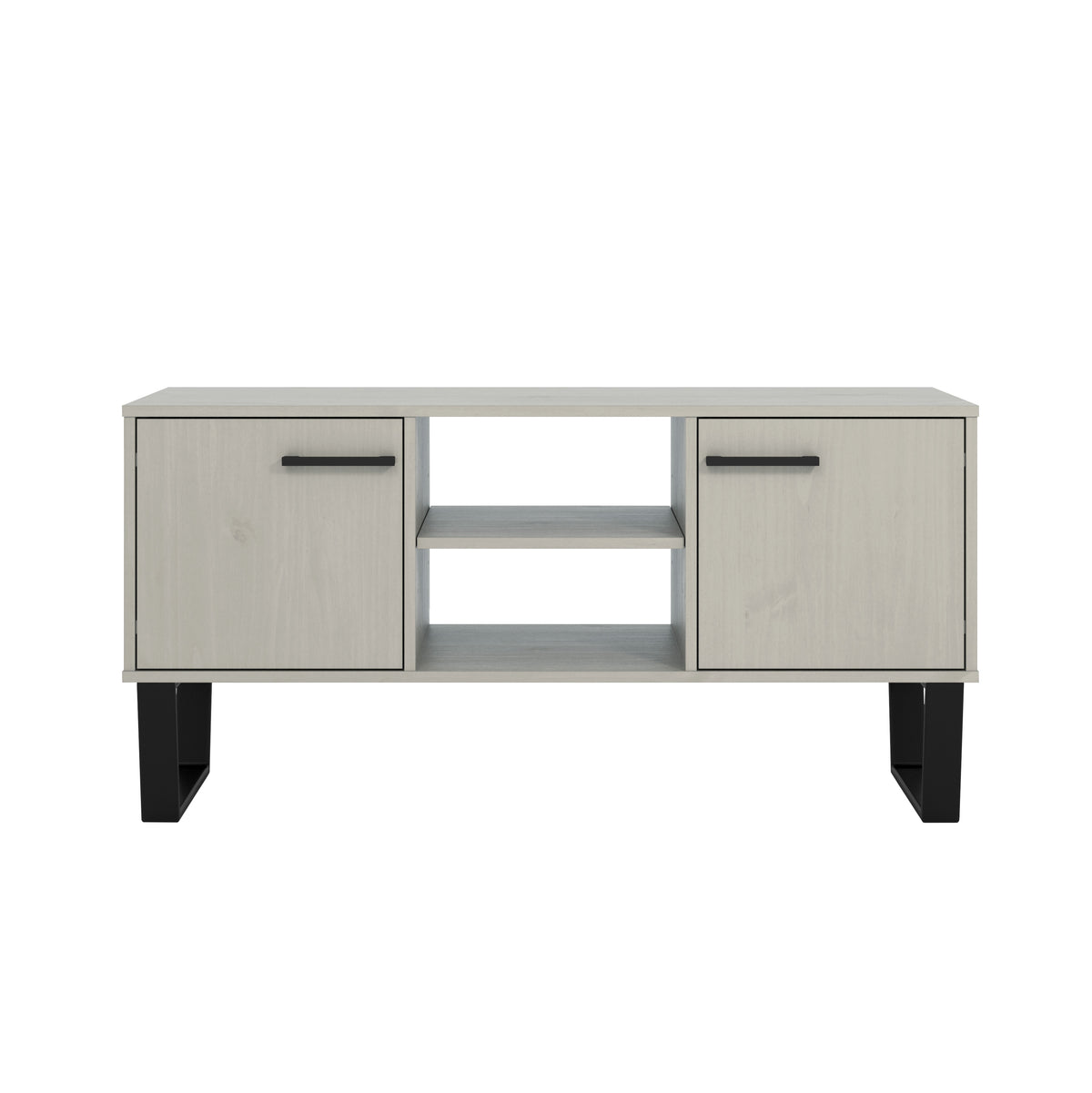 Texas 2 Door Flat Screen Tv Unit Grey Waxed Pine Black (DHD) Image 2