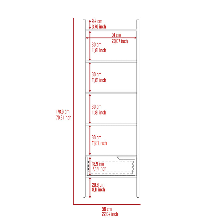 Manhattan Ladder Bookcase Bleached Pine Grey Stone (DHD) Image 7