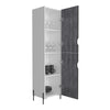 Dallas Tall Storage Cabinet White Carbon Grey Oak (DHD) Image 3