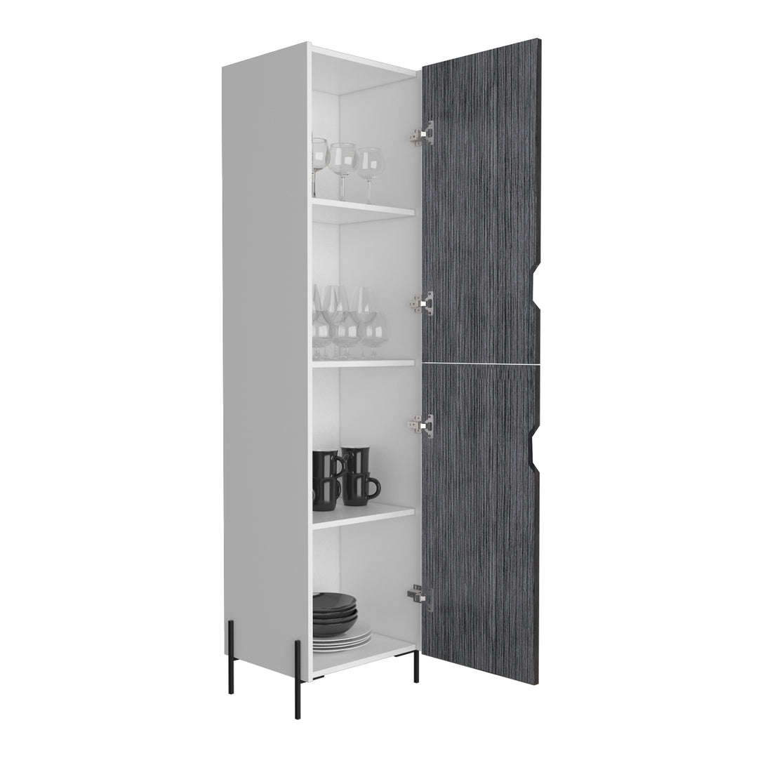 Dallas Tall Storage Cabinet White Carbon Grey Oak (DHD) Image 3
