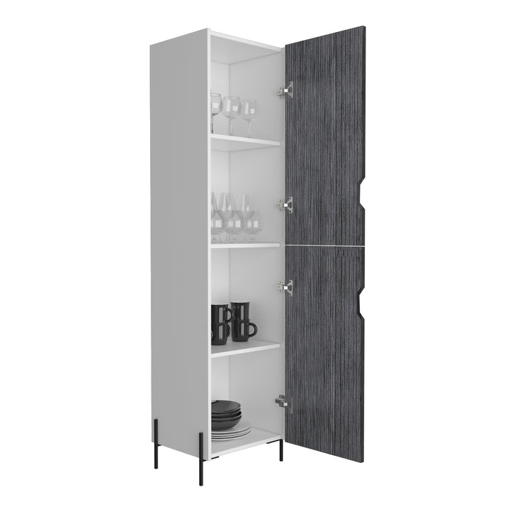 Dallas Tall Storage Cabinet White Carbon Grey Oak (DHD) Image 3