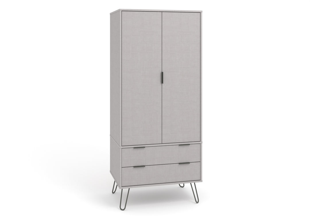 Augusta Grey 2 Door, 2 Drawer Wardrobe Grey   (DHD) Image 3