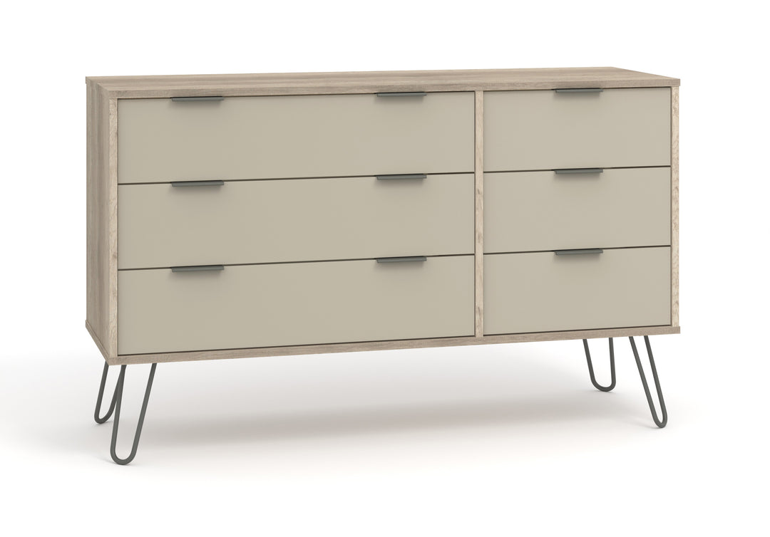 Augusta Driftwood 3+3 Drawer Wide Chest Of Drawers Driftwood  Calico (DHD) Image 3