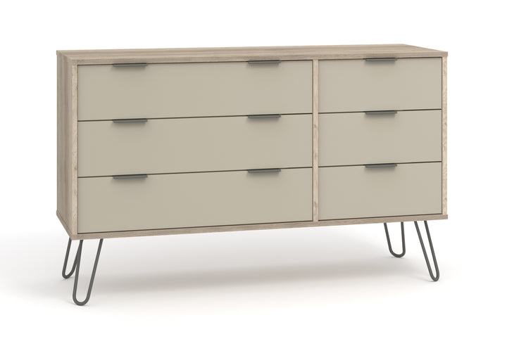 Augusta Driftwood 3+3 Drawer Wide Chest Of Drawers Driftwood  Calico (DHD) Image 3