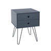 Options Blue Telford, Metal Leg 2 Drawer Bedside Cabinet Blue Black (DHD) Image 3