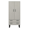 Texas 2 Door, 2 Drawer Wardrobe Grey Waxed Pine Black (DHD) Image 2