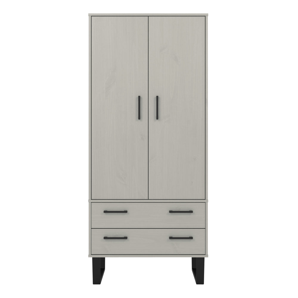 Texas 2 Door, 2 Drawer Wardrobe Grey Waxed Pine Black (DHD) Image 2