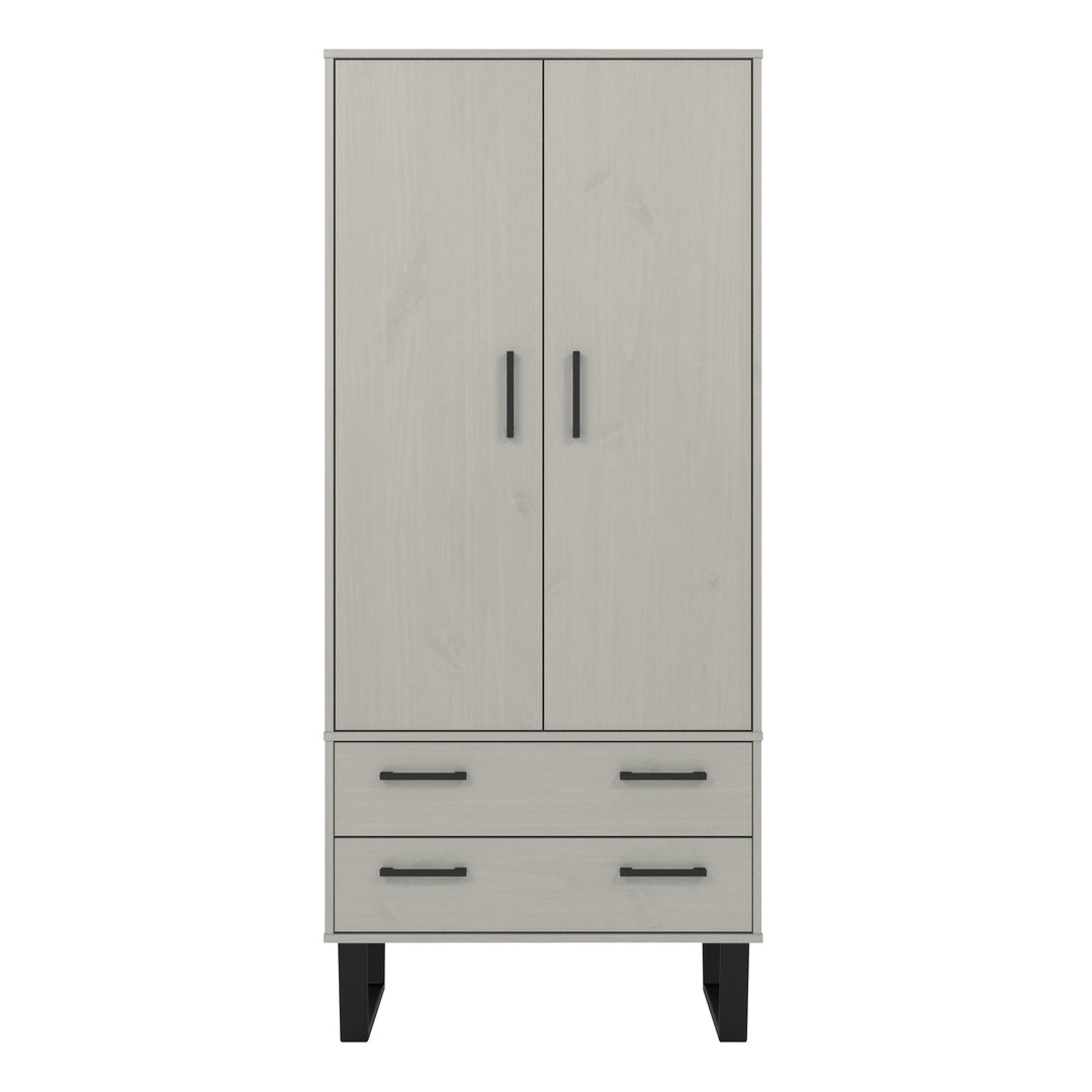 Texas 2 Door, 2 Drawer Wardrobe Grey Waxed Pine Black (DHD) Image 2