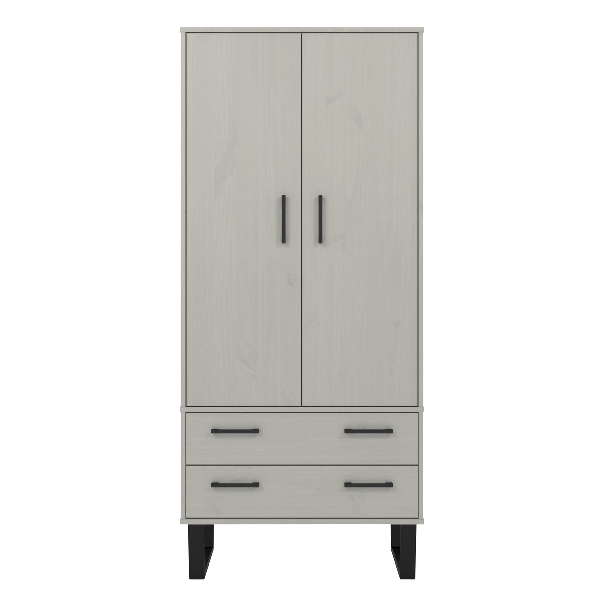 Texas 2 Door, 2 Drawer Wardrobe Grey Waxed Pine Black (DHD) Image 2