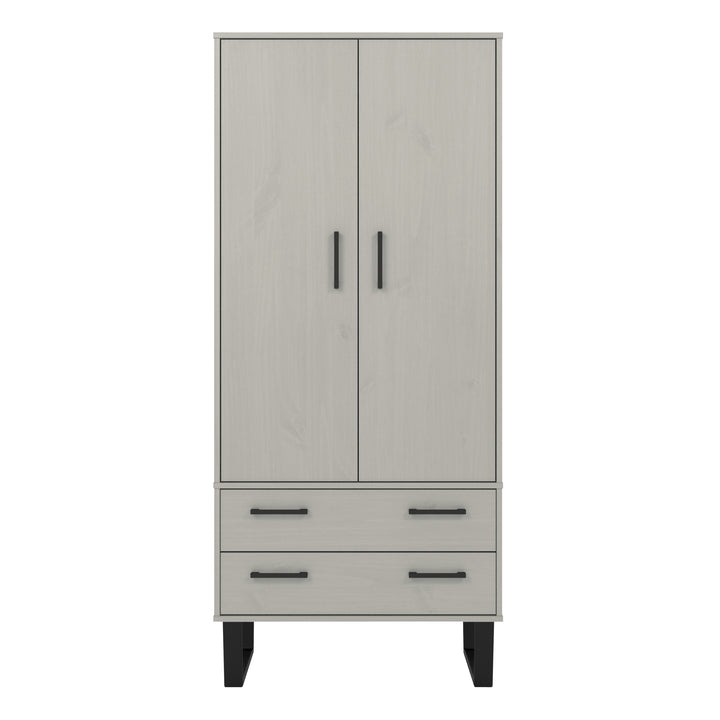 Texas 2 Door, 2 Drawer Wardrobe Grey Waxed Pine Black (DHD) Image 2