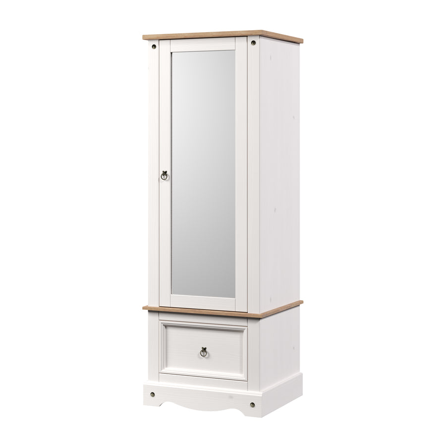 Corona White Armoire With Mirrored Door White Wax Antique Waxed Pine (DHD) Image 1