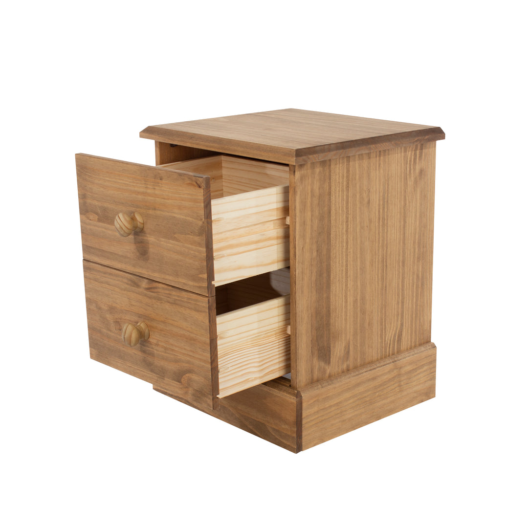 Cotswold 2 Drawer Bedside Cabinet Antique Waxed Pine  (DHD) Image 4
