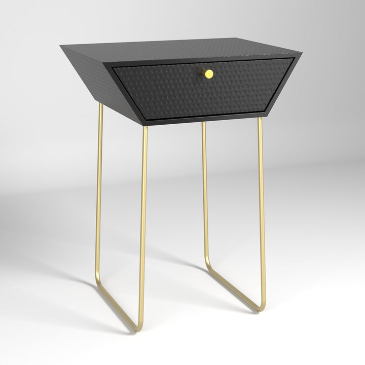 Options Apollo Metal 1 Drawer Bedside Cabinet, Black With Gold Handle And Legs Black Gold (Self Assembly) (DHD)