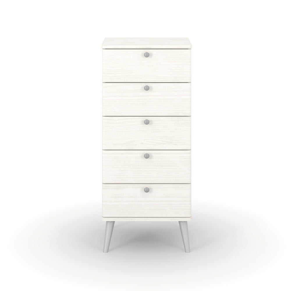 Augusta Curve 5 Drawer Narrow Chest White Silver (DHD) Image 2