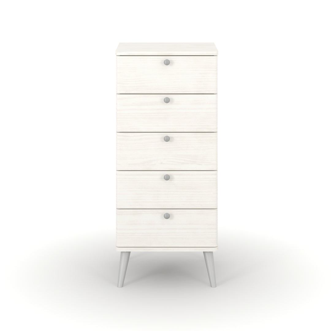 Augusta Curve 5 Drawer Narrow Chest White Silver (DHD) Image 2