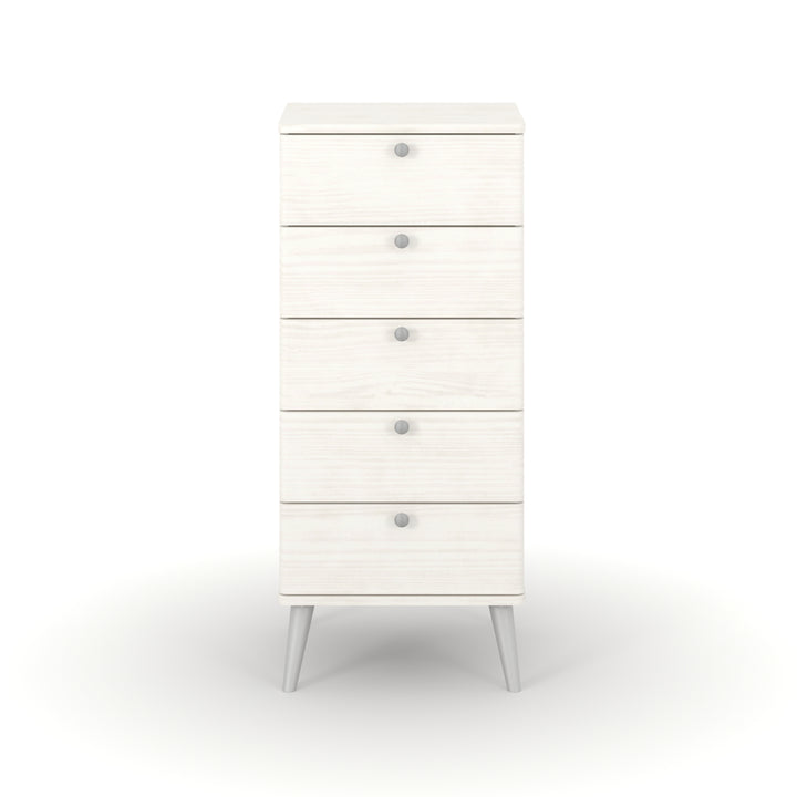 Augusta Curve 5 Drawer Narrow Chest White Silver (DHD) Image 2