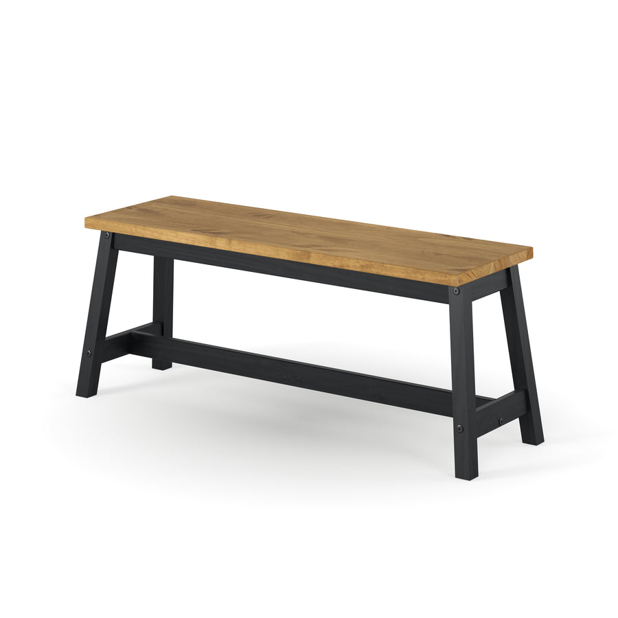 Corona Black Live Edge Large Dining Bench Black Antique Waxed Pine (DHD) Image 1
