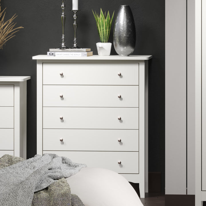 Como White 5 Drawer Chest White  (DHD) Image 5