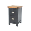 Dunkeld 2 Drawer Petite Bedside Cabinet Midnight Blue Antique Oak Effect Wax (DHD) Image 1