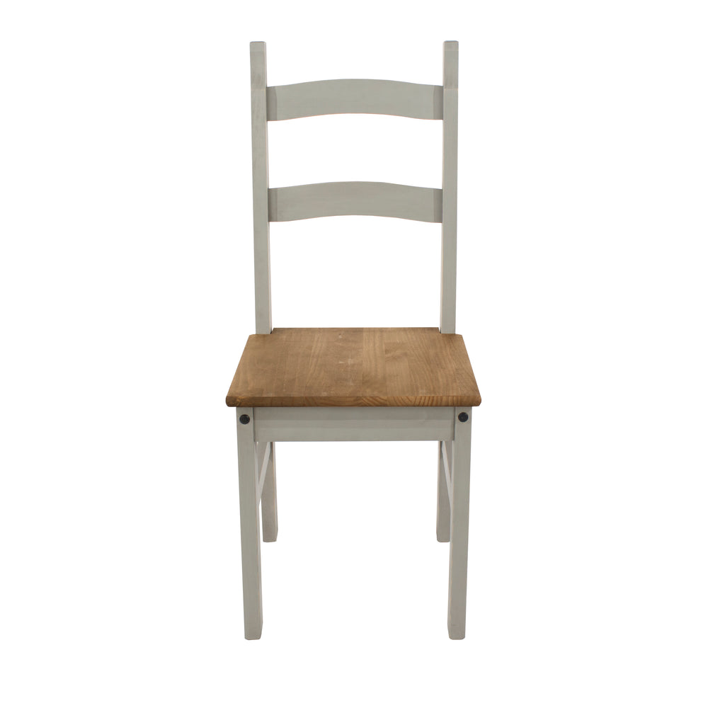 Corona Grey Solid Pine Chairs (Pair) Grey Wax Antique Waxed Pine (DHD) Image 2