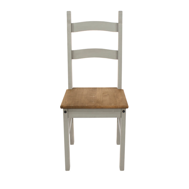 Corona Grey Solid Pine Chairs (Pair) Grey Wax Antique Waxed Pine (DHD) Image 2