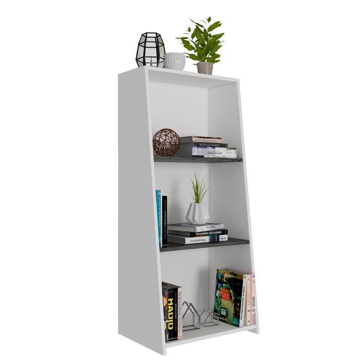 Dallas Low Bookcase With 3 Shelves White Carbon Grey Oak (DHD) Image 3