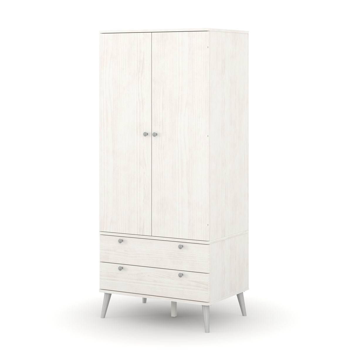 Augusta Curve 2 Door, 2 Drawer Wardrobe White Silver (DHD) Image 1