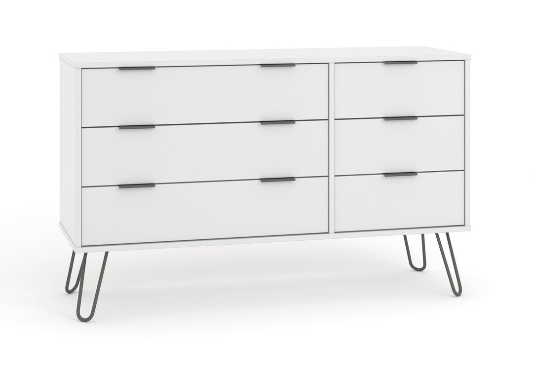 Augusta White 3+3 Drawer Wide Chest Of Drawers White    (DHD) Image 3