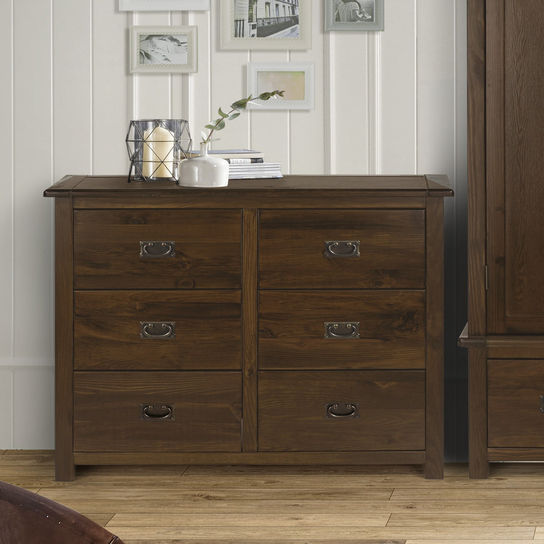 Boston 3+3 Drawer Wide Chest Dark Brown  (DHD) Image 5