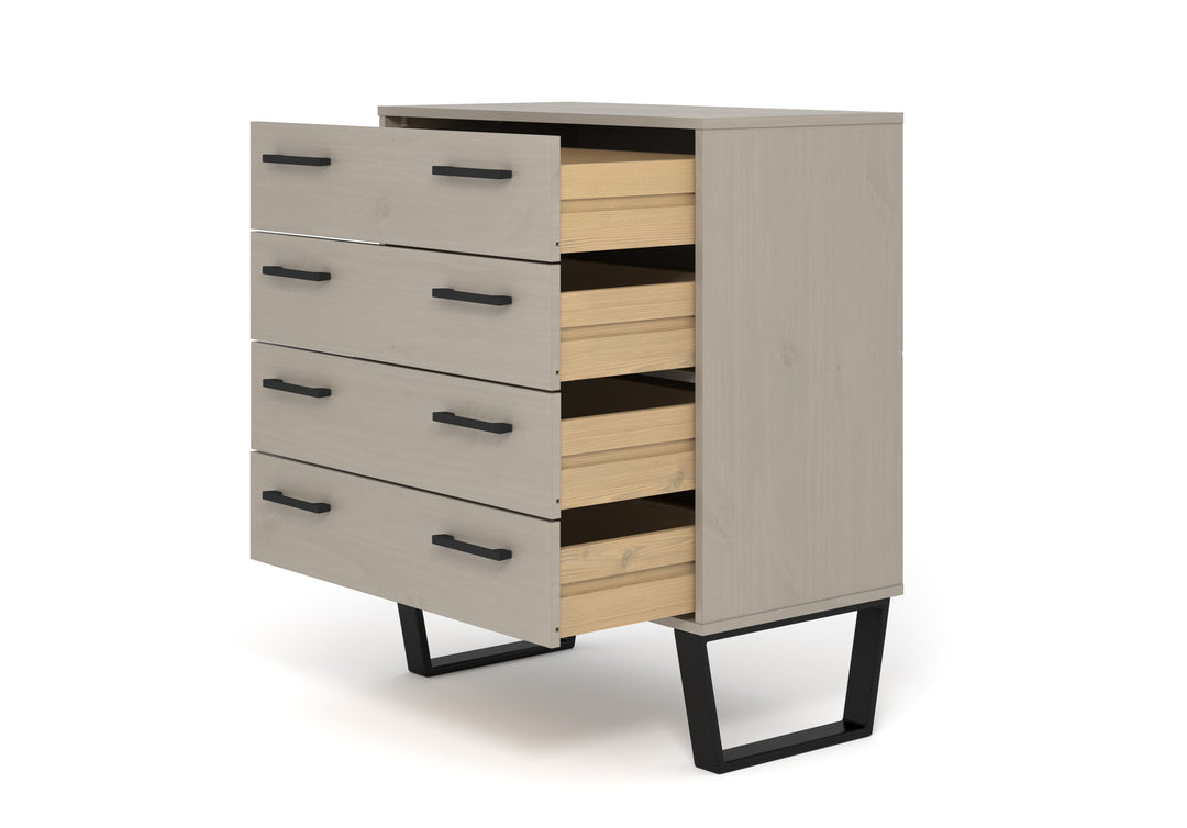 Texas 4 Drawer Chest Of Drawers Grey Waxed Pine Black (DHD) Image 3