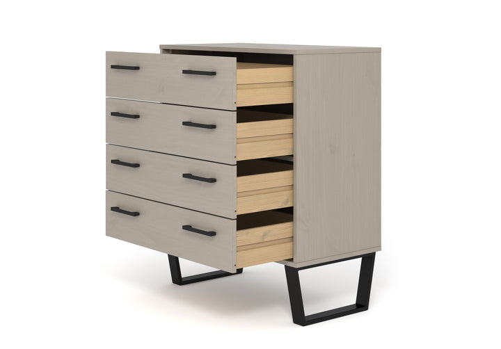 Texas 4 Drawer Chest Of Drawers Grey Waxed Pine Black (DHD) Image 3