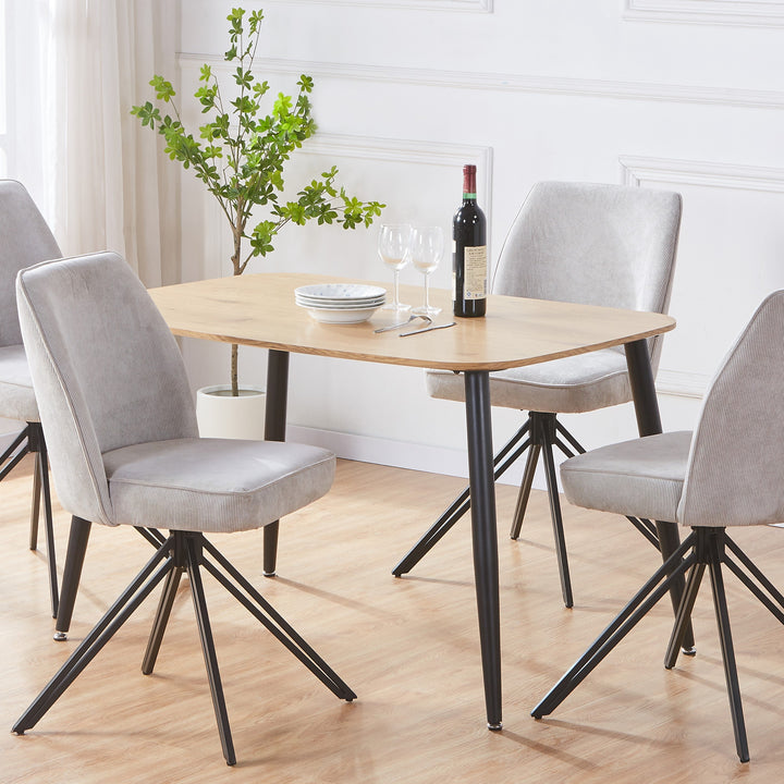 Aspen Rectangular Dining Table, Light Oak Effect Top With Black Tapered Legs  Oak Black (Self Assembly) (DHD)