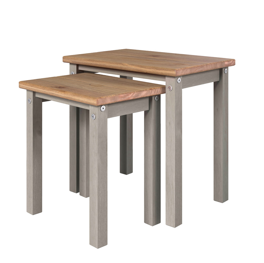 Linea Linea Nest Of 2 Tables Grey Antique Waxed Pine (DHD) Image 1