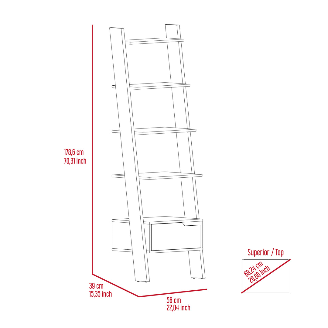 Manhattan Ladder Bookcase Bleached Pine Grey Stone (DHD) Image 6